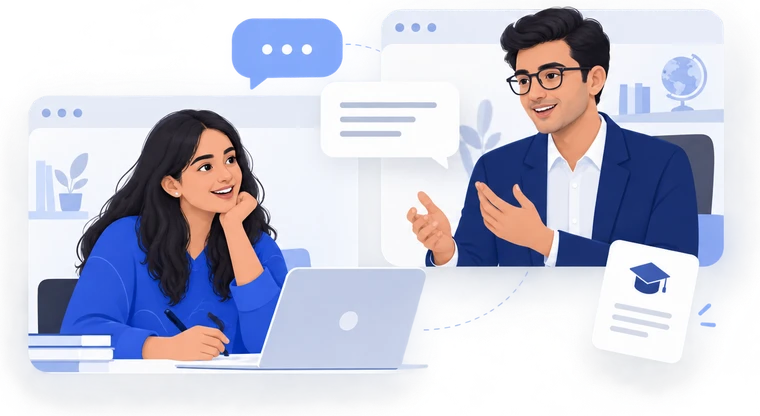 An applicant speaking with a consultant online
